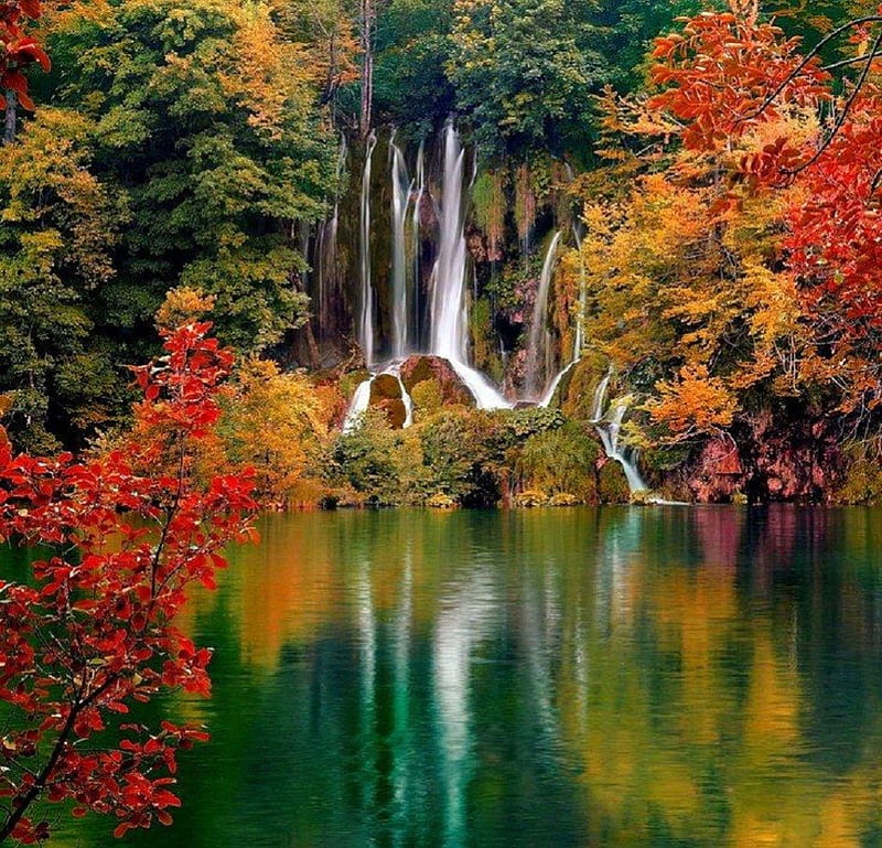 Plitvice Lakes - one of waterfalls, lakes, autumn, nature, waterfalls, HD wallpaper