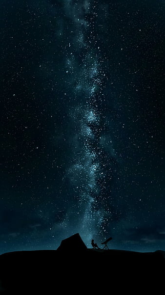 Silhouette Telescope Starry Sky Night Dark Hd Phone Wallpaper Peakpx - Night Sky Wallpaper 4k Phone