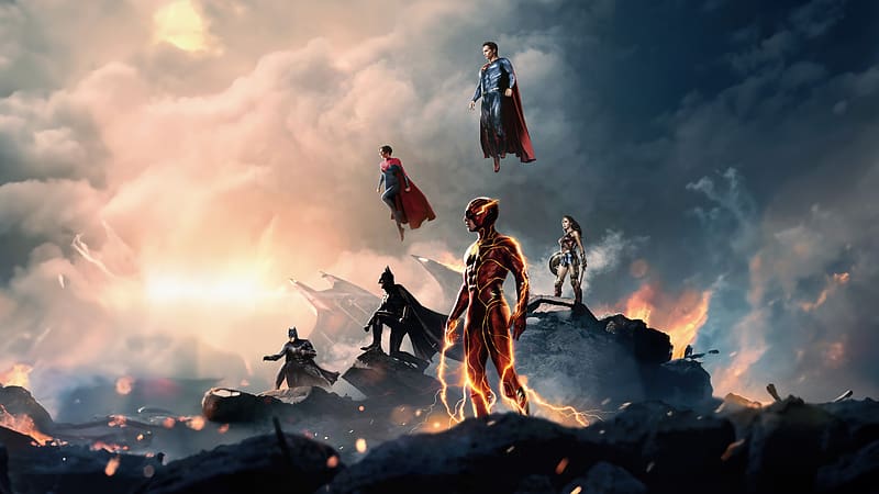 The Flash Movie Extended Poster, the-flash-movie, the-flash, flash, batman, superman, wonder-woman, supergirl, movies, superheroes, artwork, digital-art, HD wallpaper