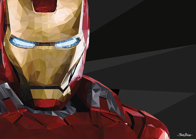 Iron Man Low Poly, iron-man, artist, behance, artwork, digital-art, superheroes, HD wallpaper