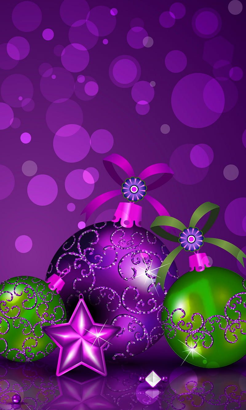 Christmas Balls Abstract Christmas Balls Green Purple Hd Phone