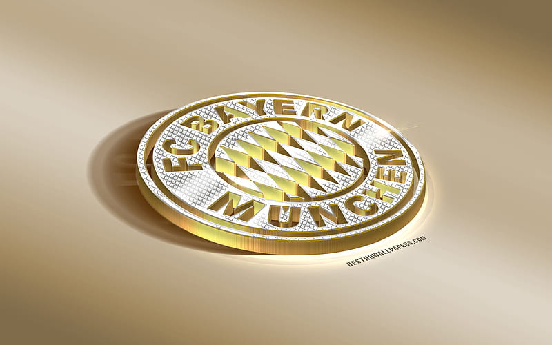 FC Bayern Munich, German football club, golden silver logo, Munich, Germany, Bundesliga, 3d golden emblem, creative 3d art, football, HD wallpaper