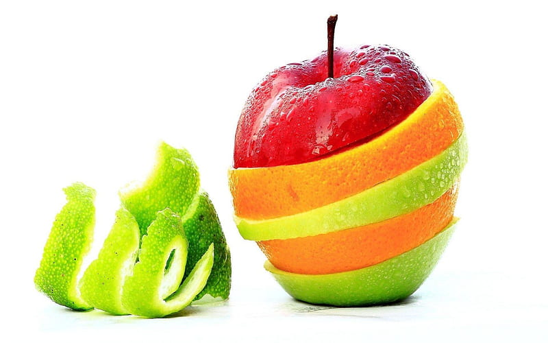 Mixed Up Fruit, Fruit, Apples, Orange, Mixed, Green Apple, HD wallpaper