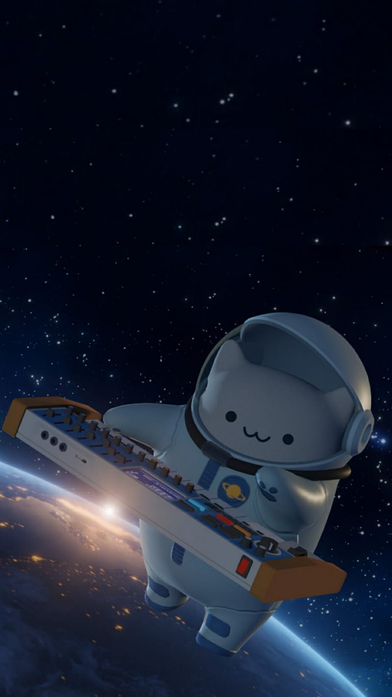 Bongo Cat in Space, astronaut, aww, bongocat, cats, cute, HD phone wallpaper