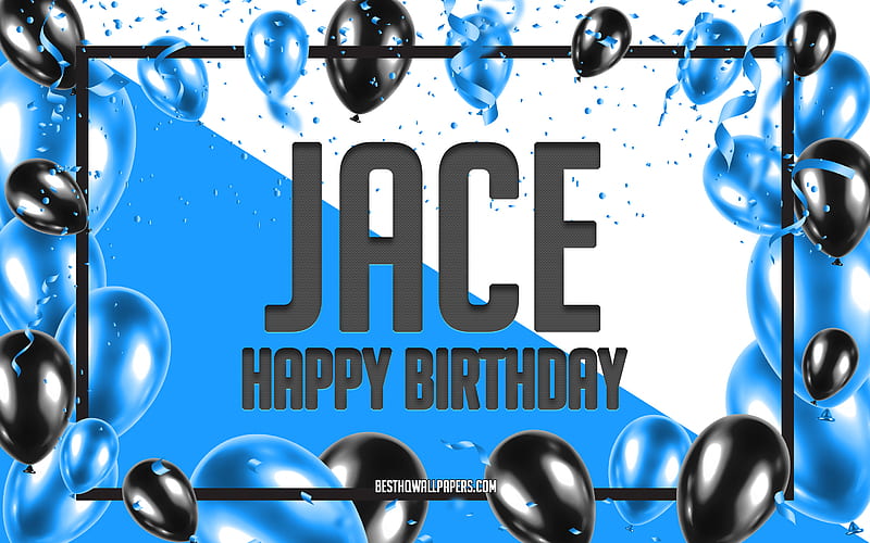 Happy Birtay Jace, Birtay Balloons Background, Greyson, with names, Jace Happy Birtay, Blue Balloons Birtay Background, greeting card, Jace Birtay, HD wallpaper