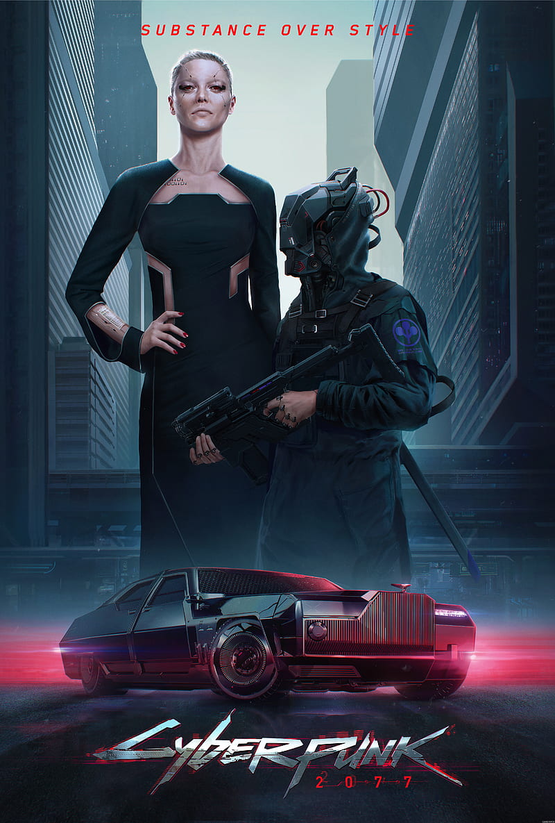 Cyberpunk 2077, cyberpunk, CD Projekt RED, video games, digital art, car, men, women, HD phone wallpaper