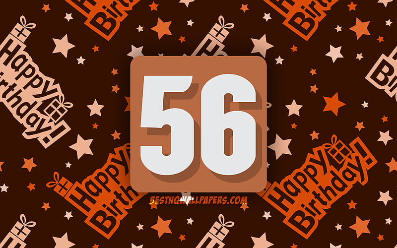 Happy 56 Years Birtay, orange abstract background, Birtay Party, minimal, 56th Birtay, Happy 56th birtay, artwork, Birtay concept, 56th Birtay Party, HD wallpaper