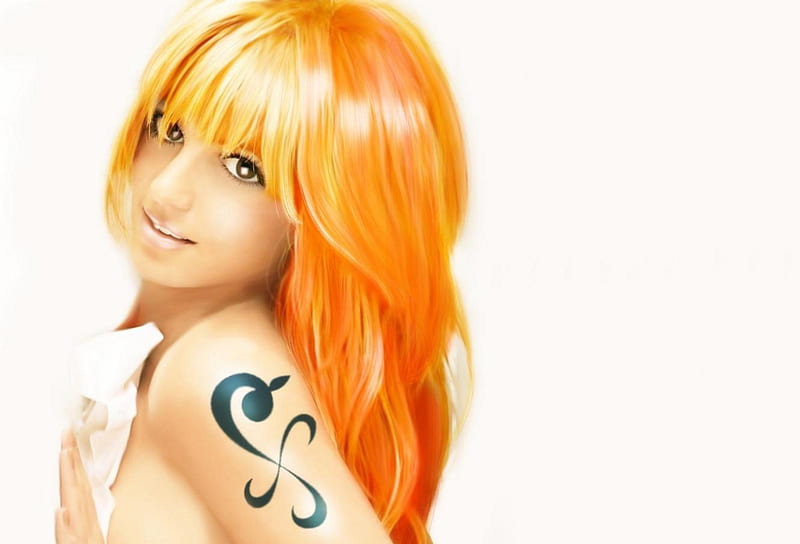 Nami, female, girl, anime, orange hair, white background, one piece, HD wallpaper