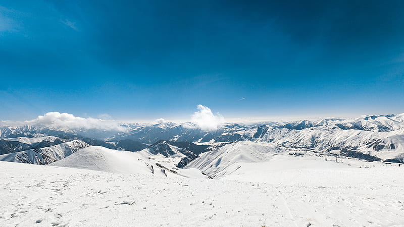 mountains, sky, snow, georgia, HD wallpaper