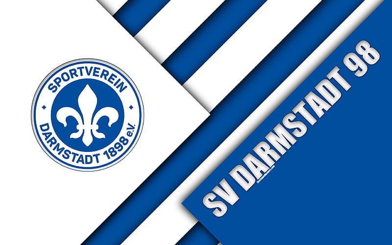 SV Darmstadt 98, logo German football club, material design, blue white abstraction, Darmstadt, Germany, Bundesliga 2, football, HD wallpaper