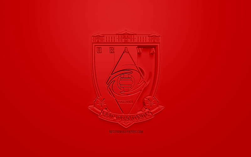 Urawa Red Diamonds, creative 3D logo, red background, 3d emblem, Japanese football club, J1 League, Saitama, japan, 3d art, football, stylish 3d logo, FC Urawa, HD wallpaper