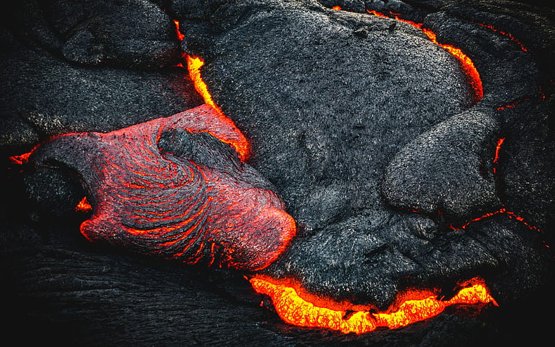 Pacific volcanic eruption lava fiery surface, HD wallpaper