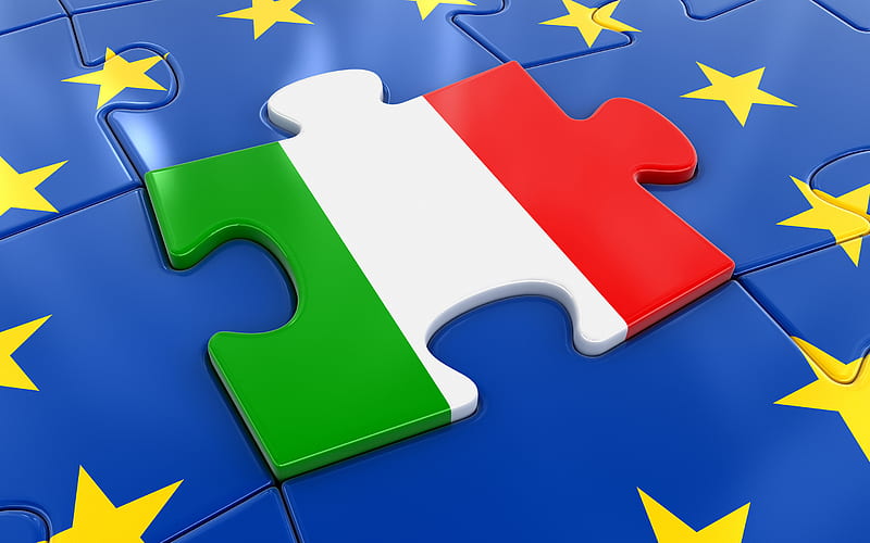 Italian flag, European Union flag, 3D puzzles, national symbols, Flag of Italy, Italian flag 3D puzzle, Italy, Europian countries, Italy 3D flag, HD wallpaper