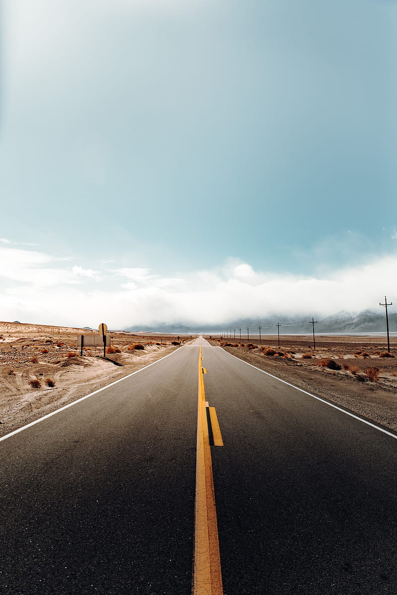 road, desert, landscape, california, usa, HD phone wallpaper