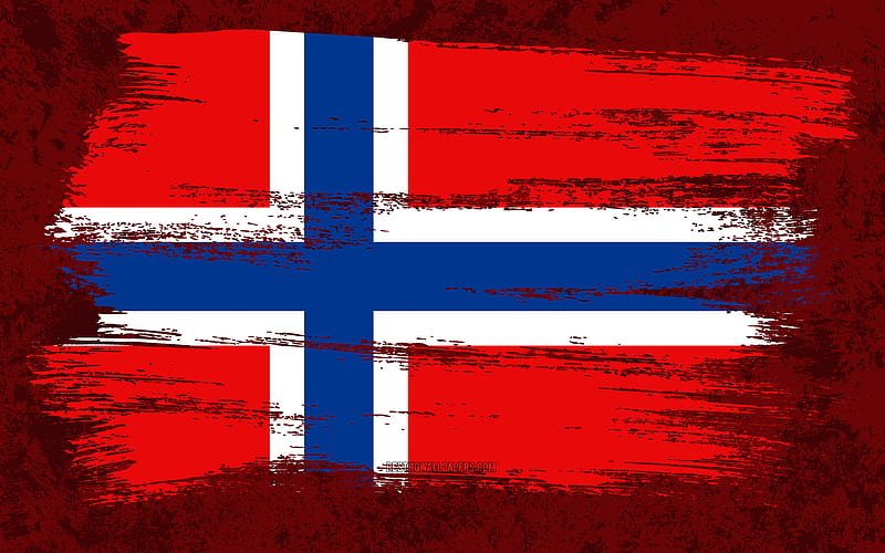 Flag of Norway, grunge flags, European countries, national symbols, brush stroke, Norwegian flag, grunge art, Norway flag, Europe, Norway, HD wallpaper
