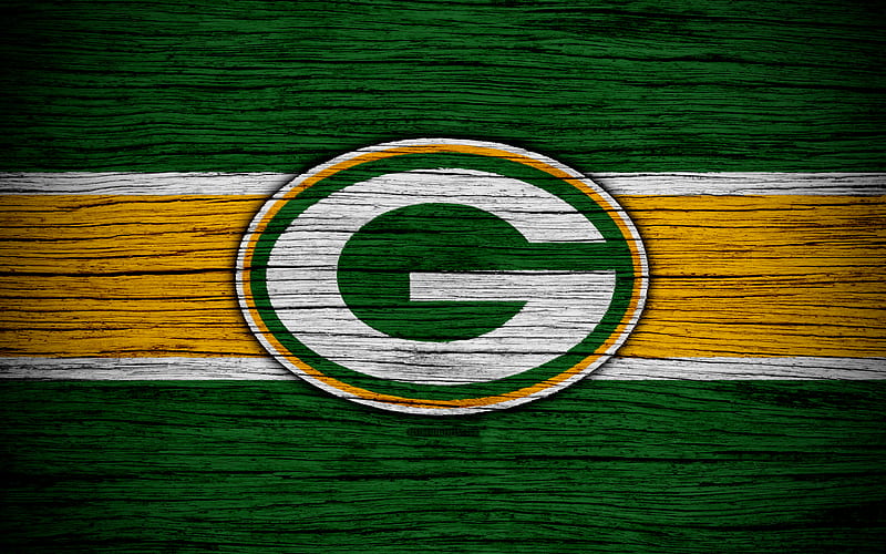 Green Bay Packers, NFL, NFC wooden texture, American football, logo, emblem, Green Bay, Wisconsin, USA, National Football League, HD wallpaper