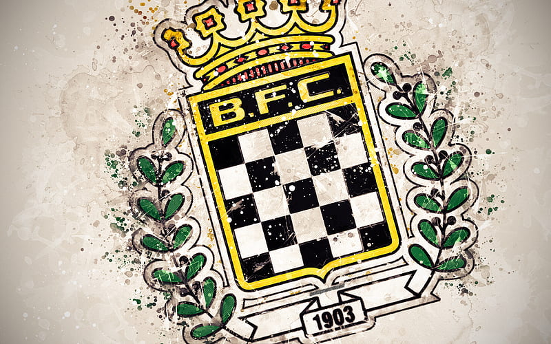 Boavista FC paint art, logo, creative, Portuguese football team, Primeira Liga, emblem, white background, grunge style, Porto, Portugal, football, HD wallpaper