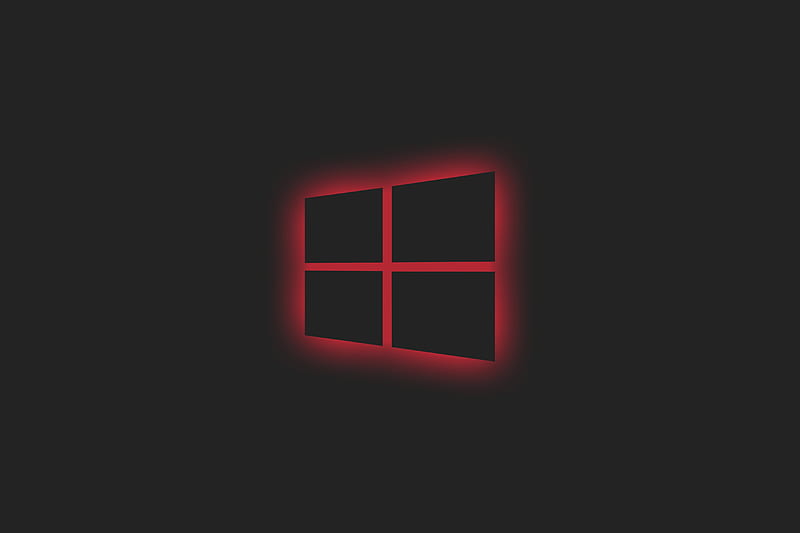 Windows 10 Logo Red Neon, HD wallpaper