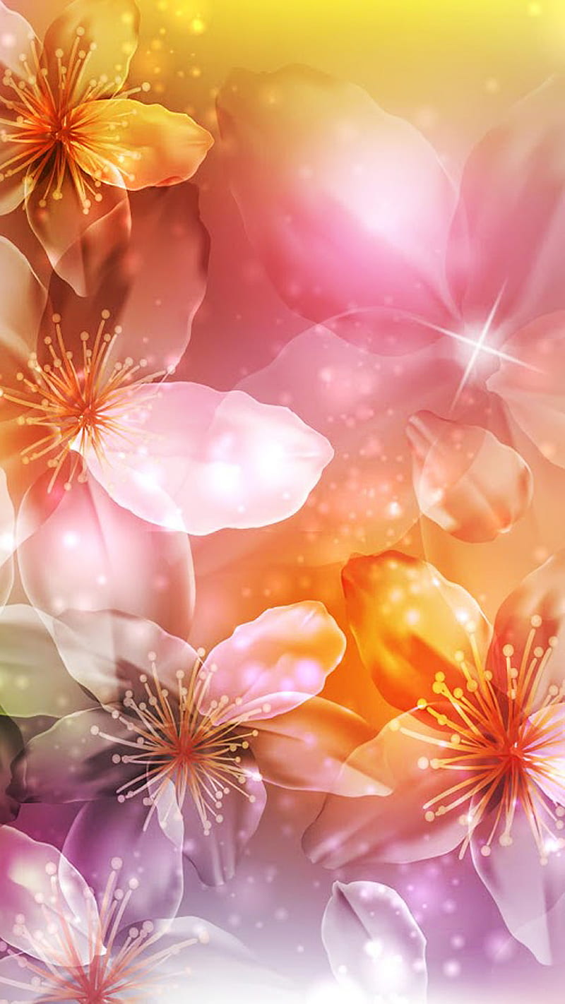 Shiny flowers, color, fantasy, flower, shine, HD phone wallpaper | Peakpx