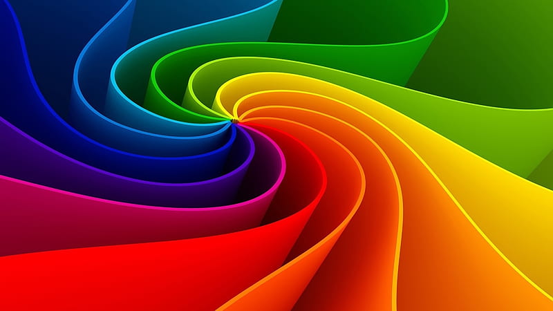 Rainbow spiral, art, rainbow, abstract, fractal, HD wallpaper