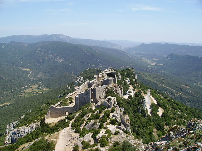Peyrepertuse, architecture, cathares, france, nature, montagne, tracos ...