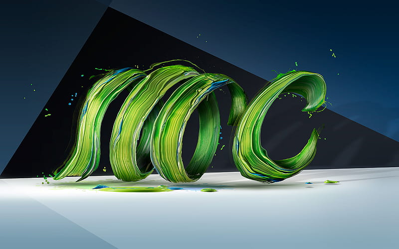 green waves, 3d art, abstract waves, curves, creative, HD wallpaper