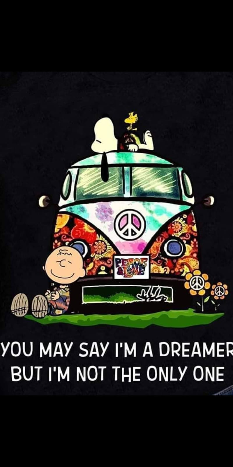 Dreamer, bus, charlie brown, dream, hippie, peanuts, snoopy, van, volkswagon, volkswagon bus, vw, HD phone wallpaper