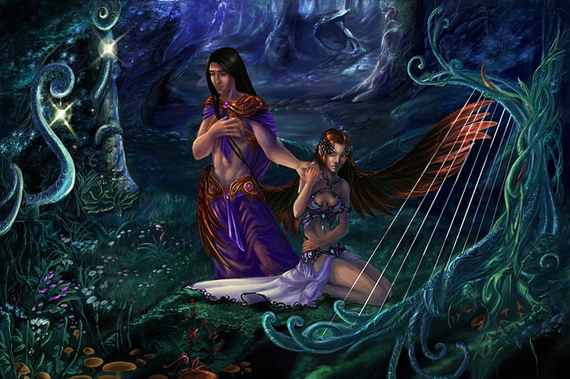 Sirens desire, forest, greek mythology, music, abstract, orpheus