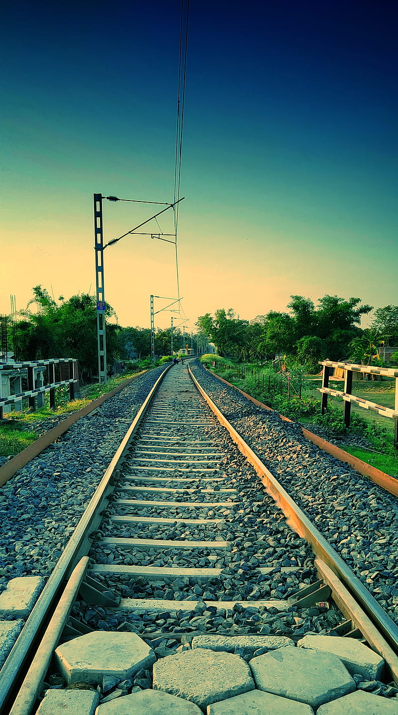 Railway line, beautiful, natural, relaxing, en, best, evening ...