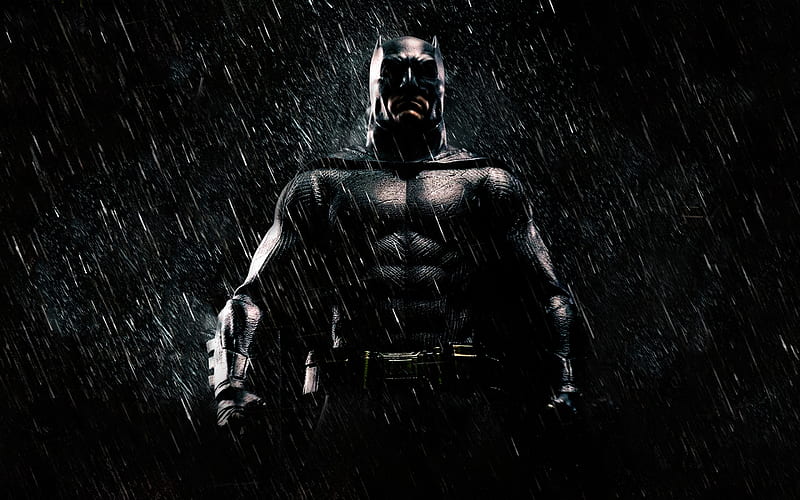 Batman, art, superhero, night, rain, The Dark Knight, HD wallpaper