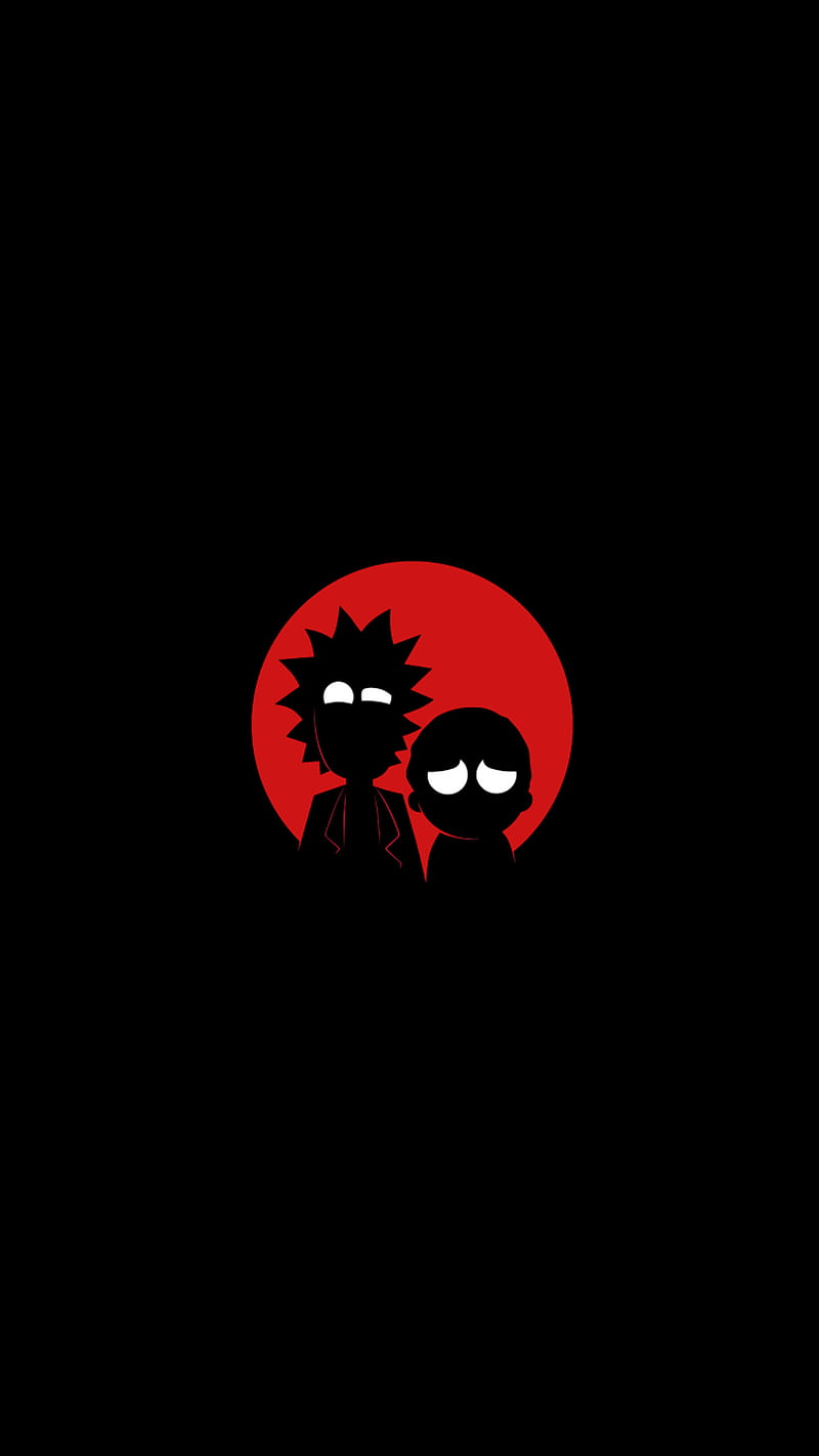 Rick and Morty, black, cartoon, red, simple, HD phone wallpaper | Peakpx