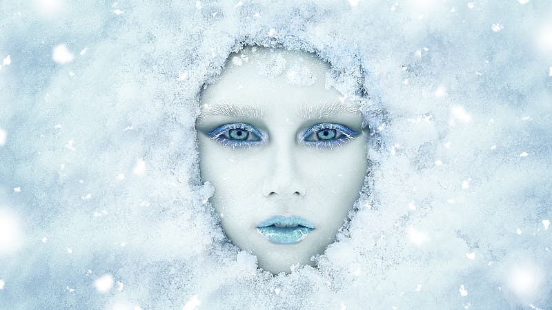 Winter, Snow, Face, Women, Makeup, Anastasia Kosukhina, HD wallpaper