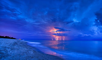 Lightning Storm Over Water For Cherie, BEAUTY, NATURE, STORMS, DANDEROUS, HD wallpaper