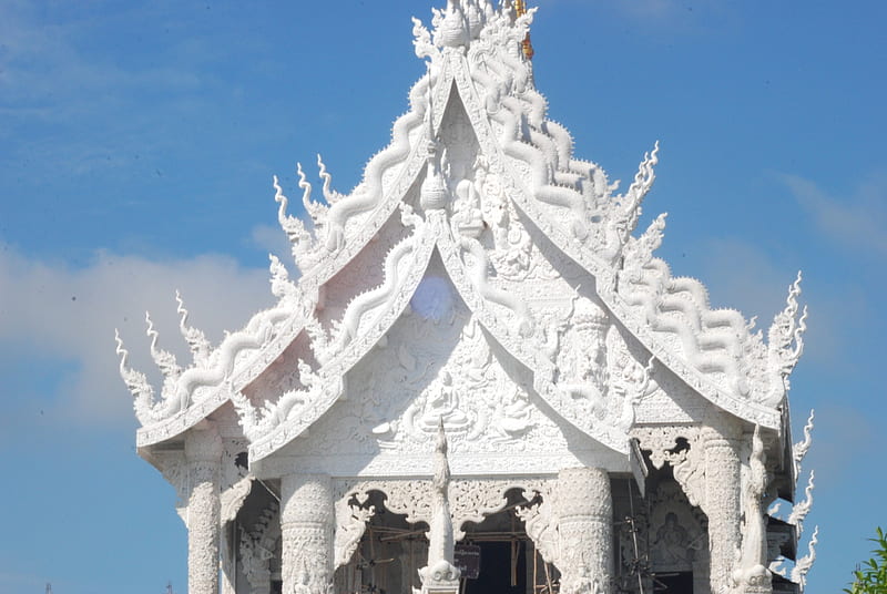 Temple on hill, Temple, white, hill, thailand, HD wallpaper