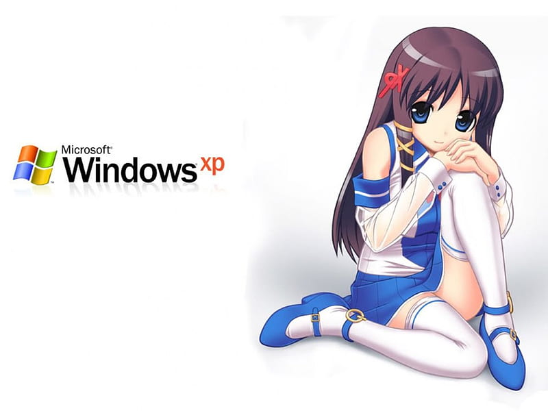 anime girl in the style of windows xp, retro, windows