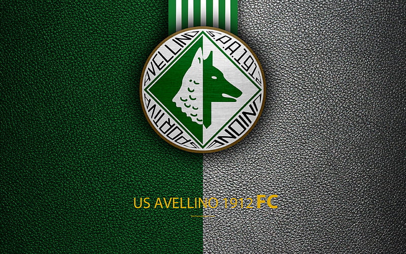 US Avellino 1912 FC Italian football club, logo, Avellino, Italy, Serie B, leather texture, football, Italian Football Championships, HD wallpaper