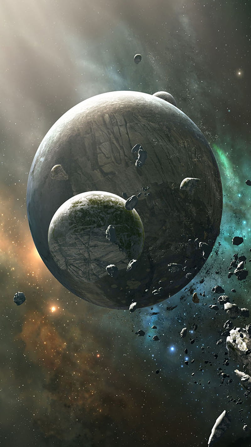 Collision, planets, HD phone wallpaper