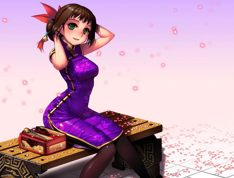Anime Woman In A Purple Dress by ObsidianPlanet on DeviantArt