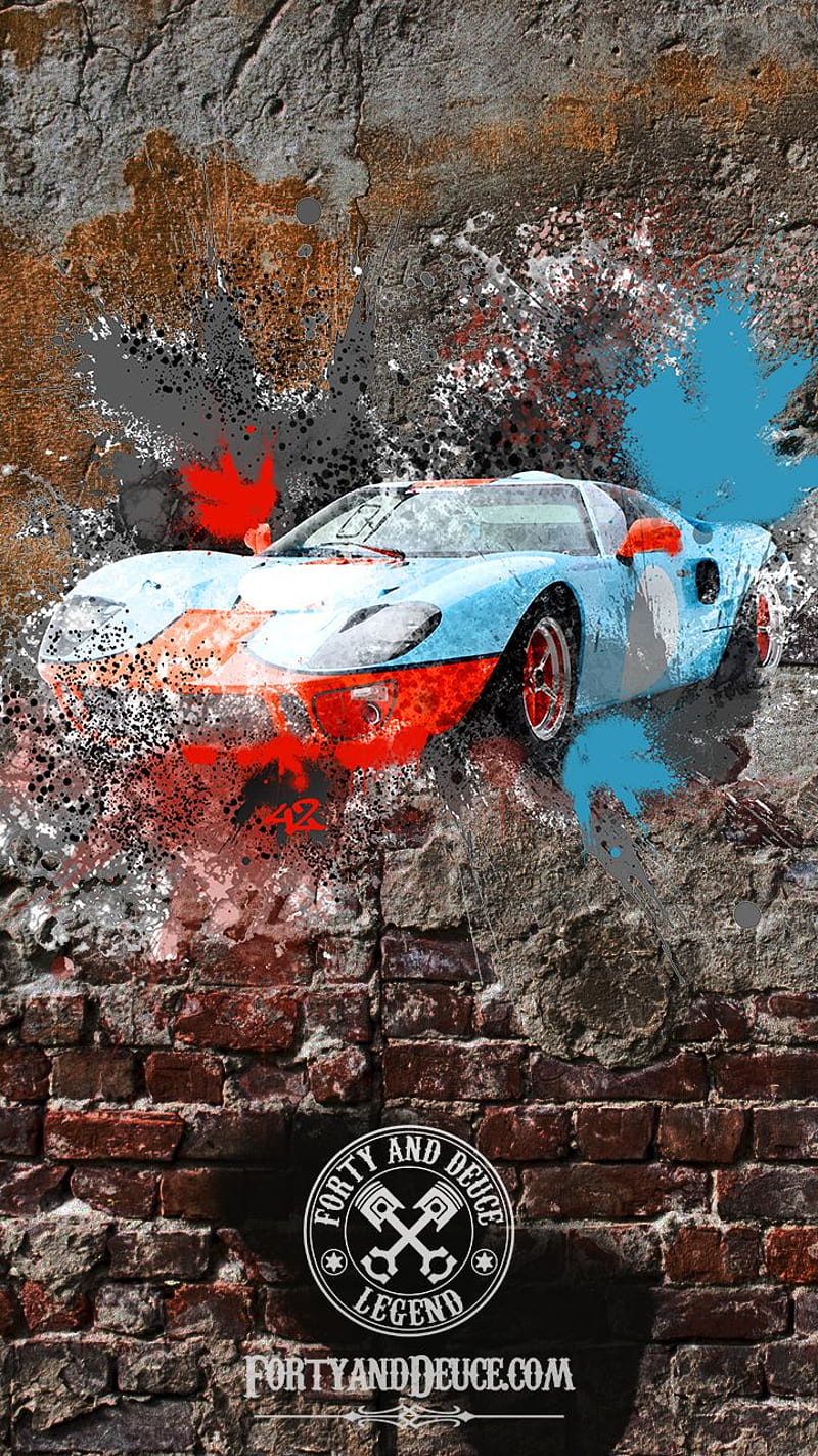Ford GT40 Street Art. iPhone Android Phones Smart Phone Phone Tablet Screensaver Mobile Samsung - Forty And Deuce iPhone Android, Graffiti Art, HD phone wallpaper