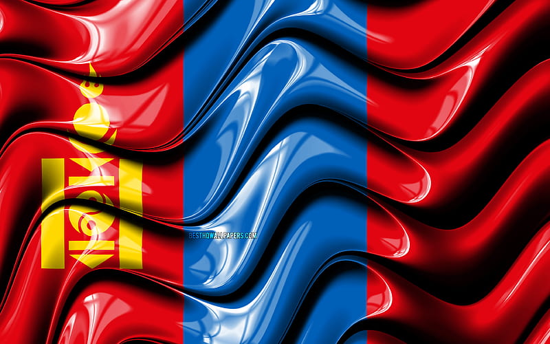 Mongolian flag Asia, national symbols, Flag of Mongolia, 3D art, Mongolia, Asian countries, Mongolia 3D flag, HD wallpaper