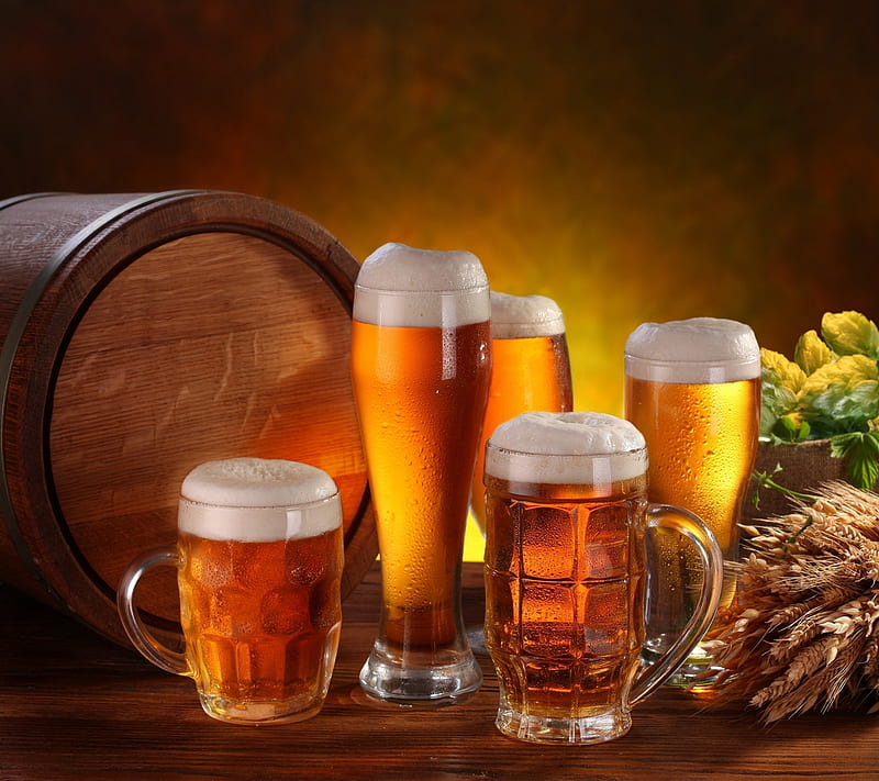 Brew, alcohol, barley, barrel, beer, wheat, HD wallpaper