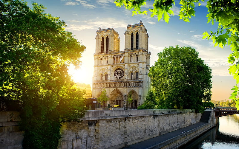 Notre-Dame de Paris, Spring, Landmark, Paris, Catholic cathedral, France, Notre Dame, HD wallpaper
