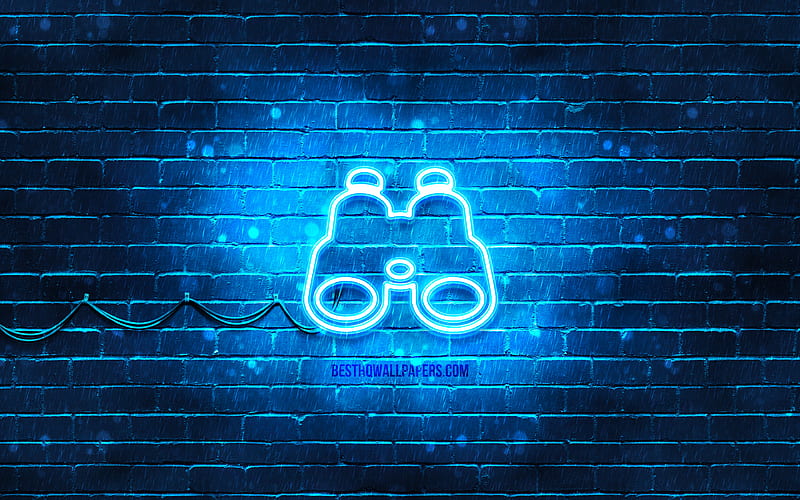 Binoculars neon icon blue background, neon symbols, Binoculars, neon icons, Binoculars sign, computer signs, Binoculars icon, computer icons, HD wallpaper