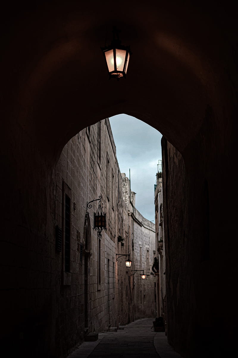 arch, buildings, architecture, alley, dark, HD phone wallpaper