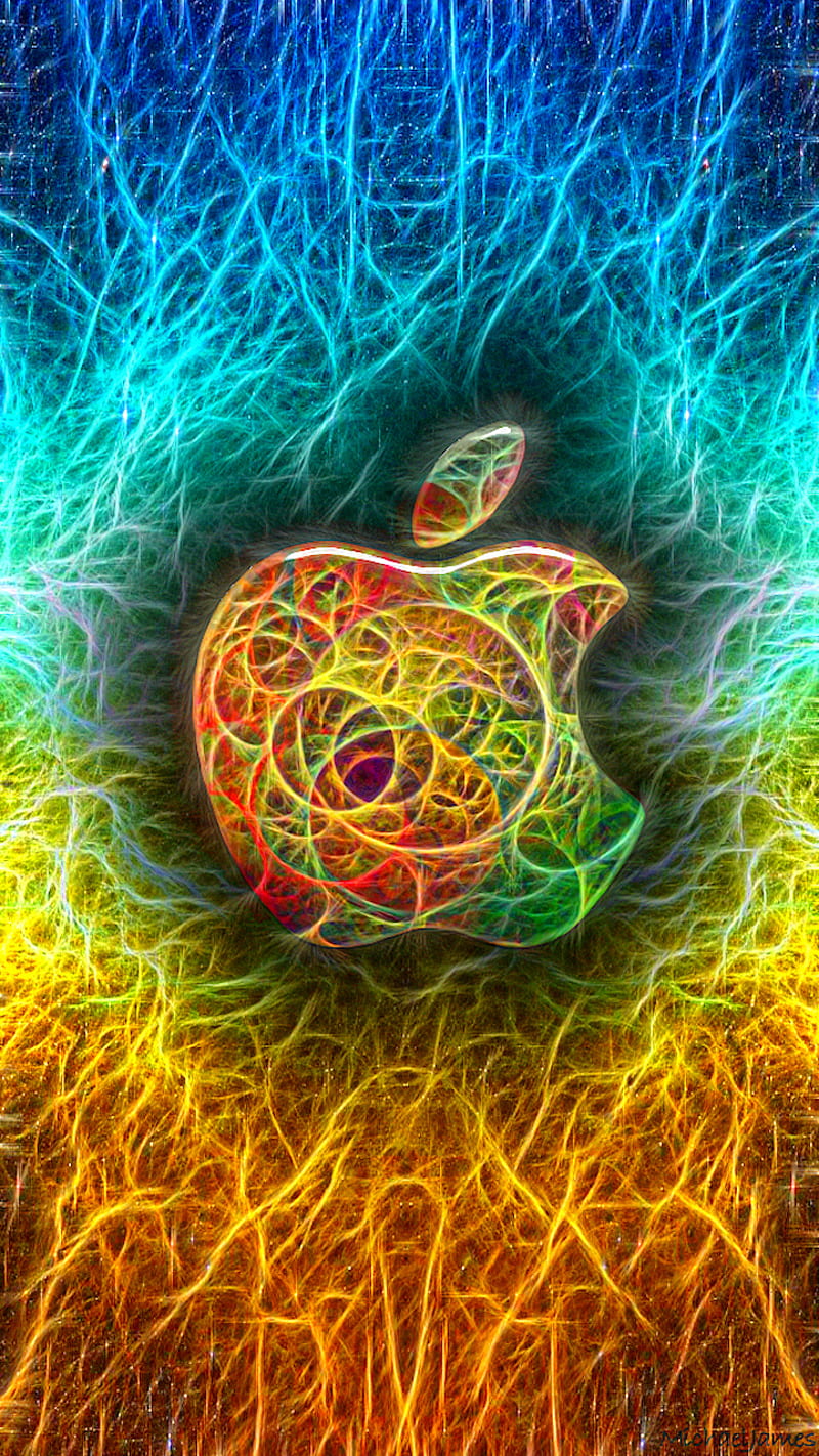 Apple Nexus, apple logo, fractal, neon, space, HD phone wallpaper | Peakpx