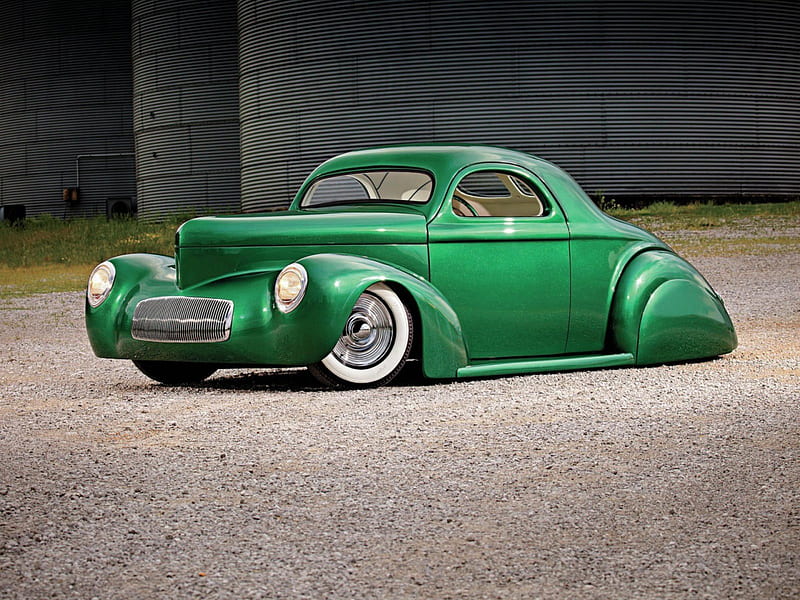 1941-Willys-Coupe, Classic, Whitewalls, Ford, Green, HD wallpaper