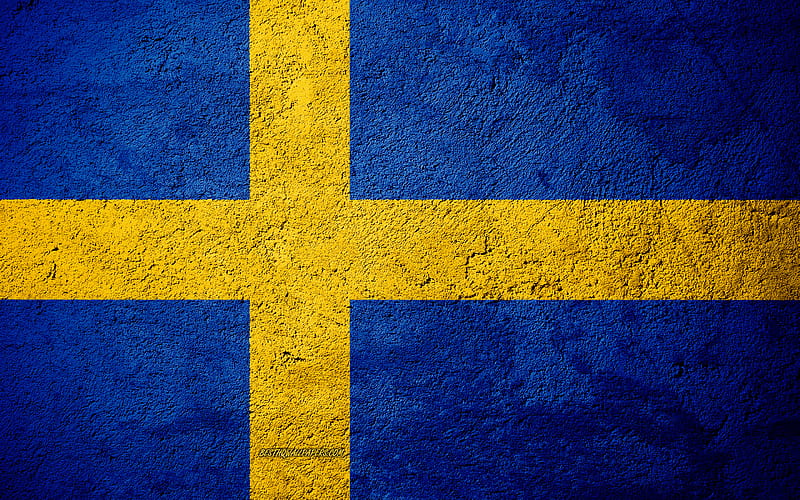 Flag of Sweden, concrete texture, stone background, Sweden flag, Europe, Sweden, flags on stone, Swedish flag, HD wallpaper