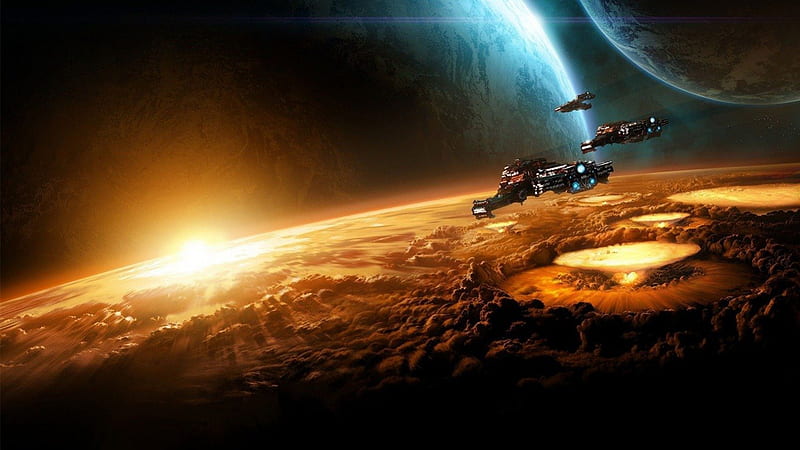 Exploration, planets, fantasy, space, spacecraft, other, HD wallpaper