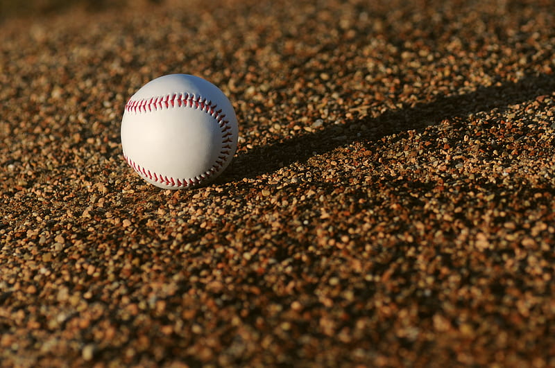 white and red baseball on brown soil at daytime, HD wallpaper