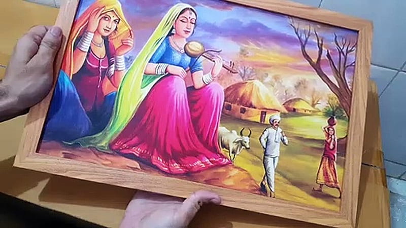 Unboxing and Review of Rajasthani Village Theme Wooden Framed Wall Art Paintings બર્થડે ગિફ્ટ, HD wallpaper